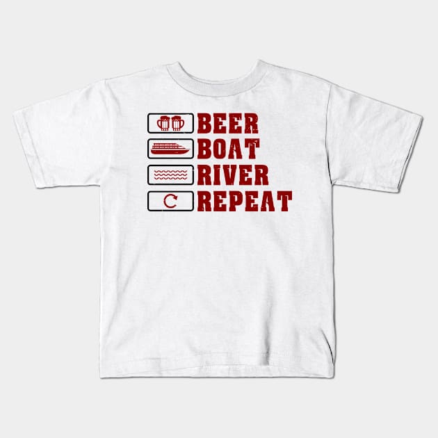 Beer Boat River Repeat Kids T-Shirt by schmomsen